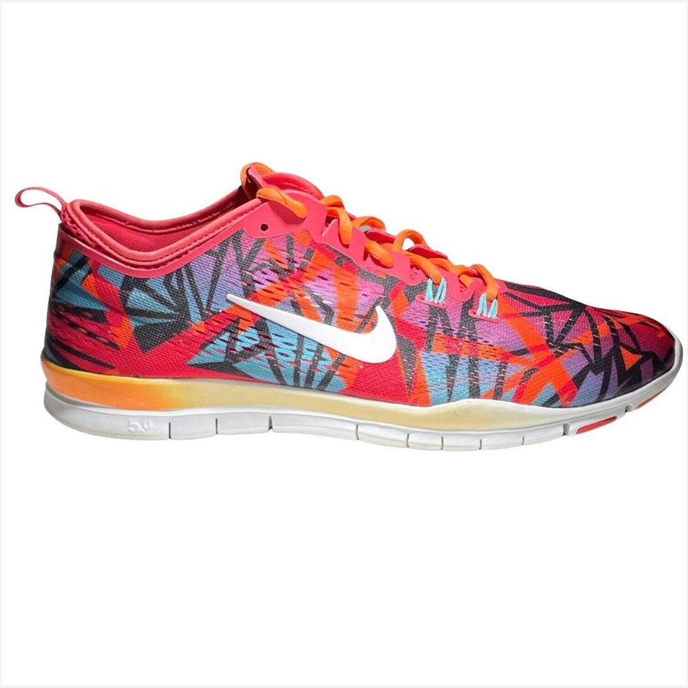 Nike Free 5.0 TR Fit 4 Print Shoes Geranium Orange Purple Teal Women US 8.5